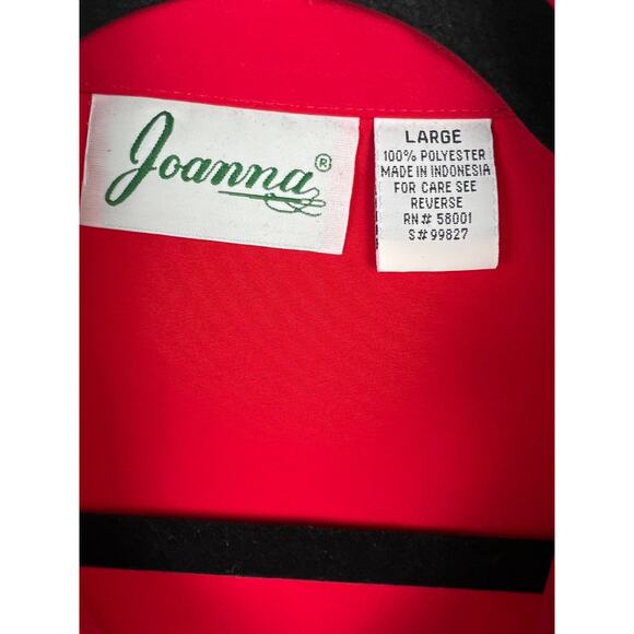 Vintage Joanna Red Career Secretary Christmas Blouse Embroidered Holidays Large - Picture 2 of 9